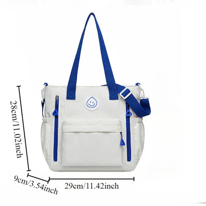 Lettered Messenger Bag Japanese Large-Capacity Canvas Schoolbag Department Arts Students Class
