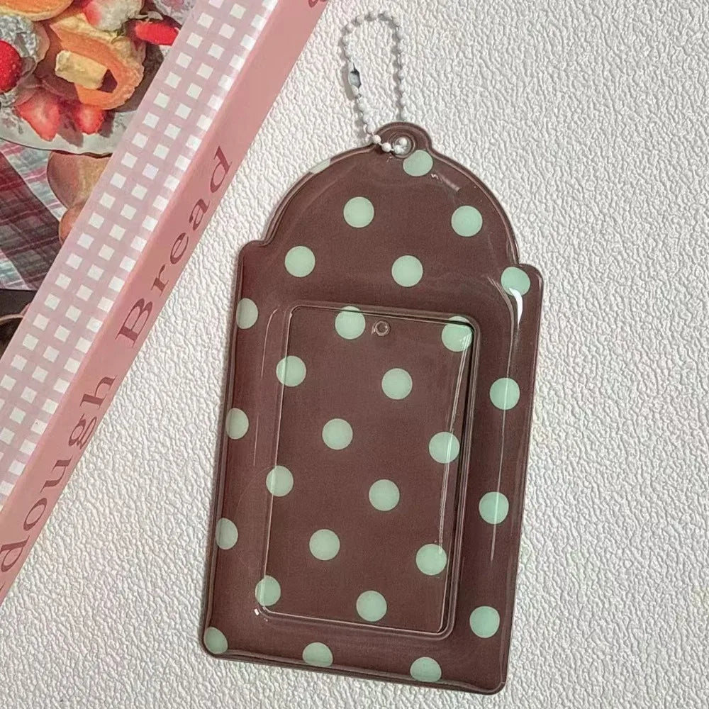 Cute Dot Card Holder 3 Inch Photocard Sleeve Kpop Idol Backpack Accessories Pendant Keychain Fans