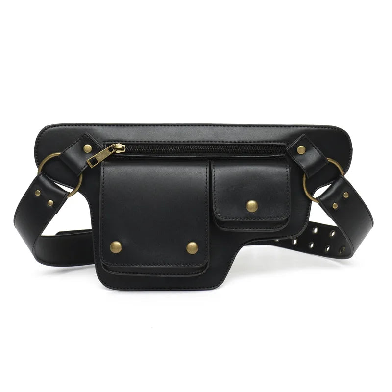Men S Women Rivet Retro Outdoor Cycling Waist Bag Single-Shoulder Bag