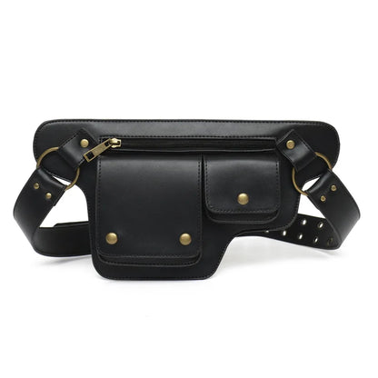 Men S Women Rivet Retro Outdoor Cycling Waist Bag Single-Shoulder Bag