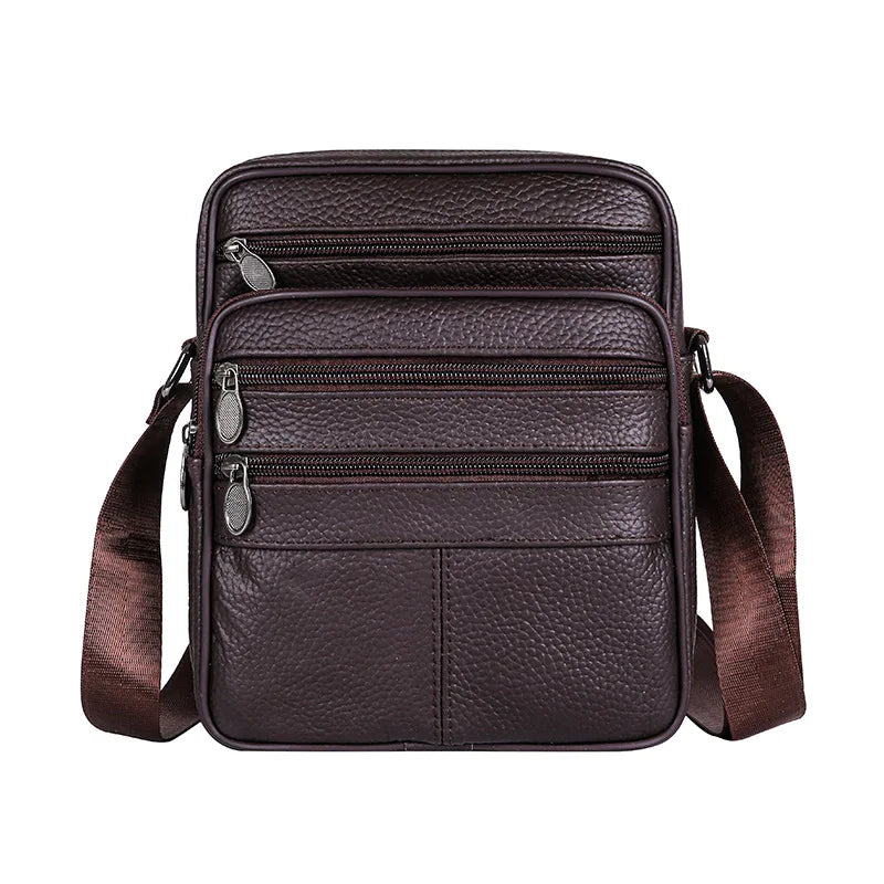 Real Leather Men S Cross-Body Bag Casual All Shoulder Cowhide Backpack Large Capacity Mobile Phone