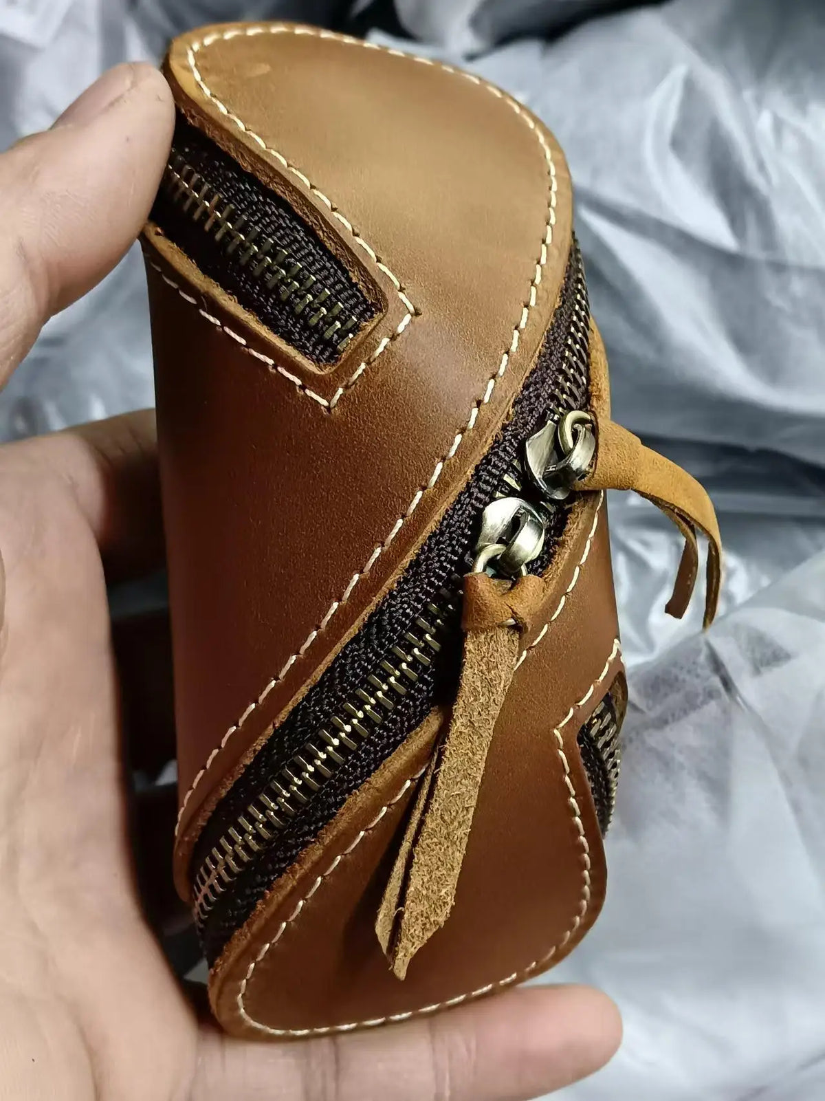 Creative Vintage Crazy Horse Leather Key Bag Zipper Card Senior Men S Women