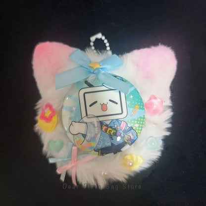 Plush Cat Ear Itabag Badge Stand – Handmade Anime Pin Holder