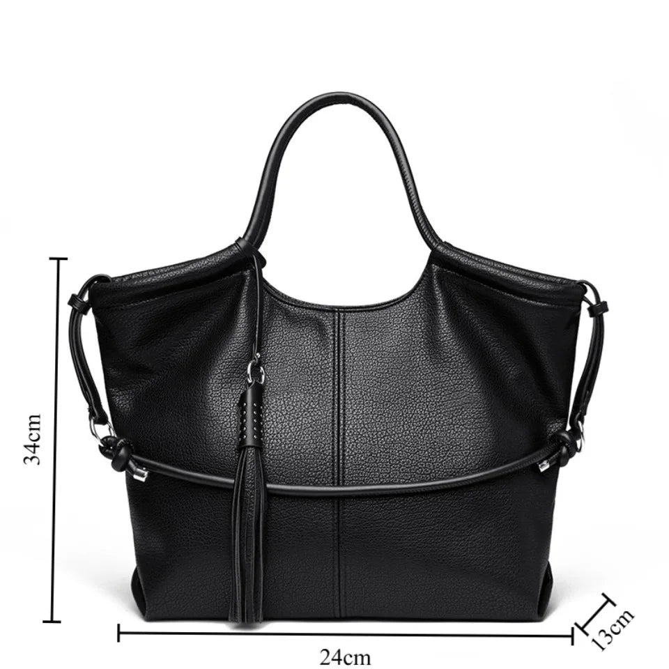 Large PU Leather Tote Bag – Women's Luxury Shoulder Hobo Bag