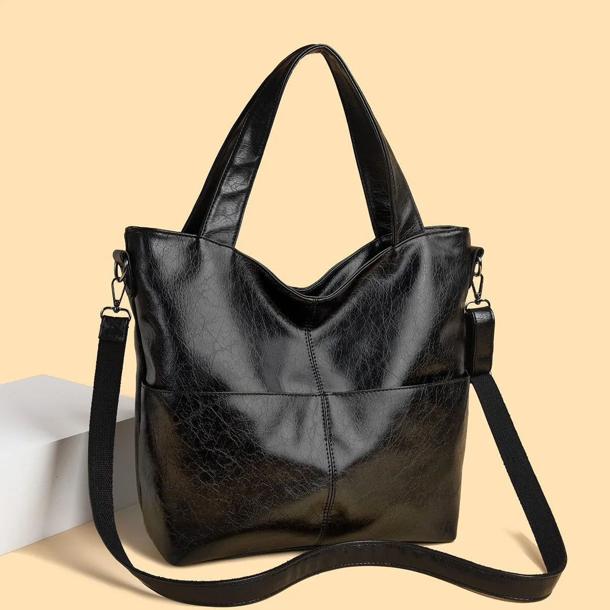 Single Shoulder Bag Pu Leather Large-Capacity Women S Handbag Multiple Compartments