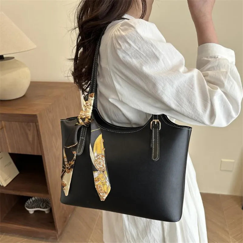 Silk Scarf Tote Bag – Spacious Shoulder & Underarm Handbag