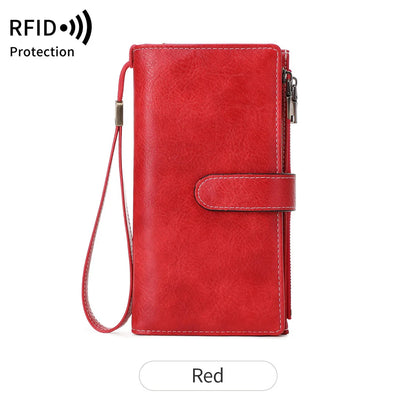 Rfid Anti-Theft Brush Women S Wallet Multi-Functional Three-Fold Long
