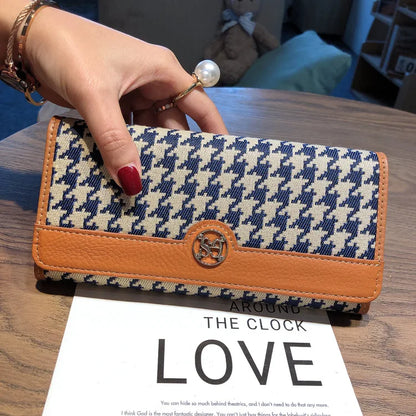 Leather Long Purse Ladies Wallet Niche Design Multi-Card Bag Canvas Coin Premium Large Capacity