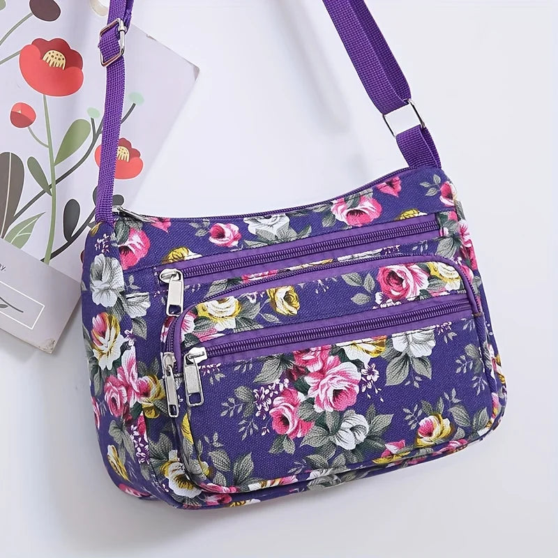 Large Capacity Floral Crossbody Shoulder Bag for Women