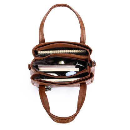 3-Layer Women's Crossbody Bag – PU Leather Shoulder Handbag