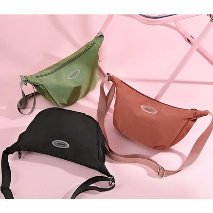 Ladies Single-Shoulder Crossbody Bag Nylon Fabric Bag Women S Bag Korean Style Simple Solid Color