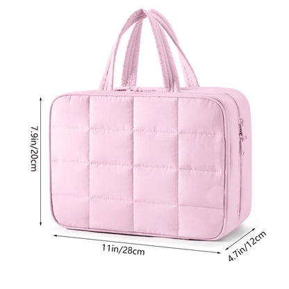 Foldable Plaid Makeup Bag Women Travel Organizer Hanging Toiletry Cosmetic Waterproof Make Up Beauty