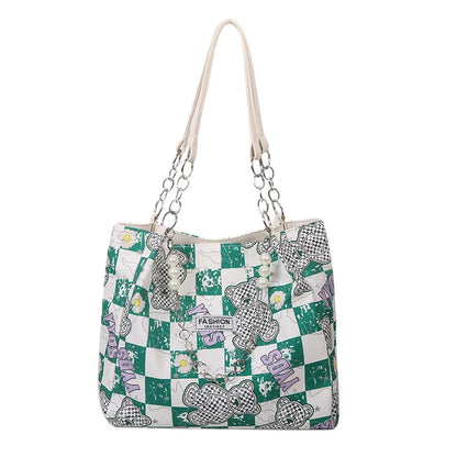 Cartoon Bear Tote Bag – Large Capacity Shoulder Handbag for Women