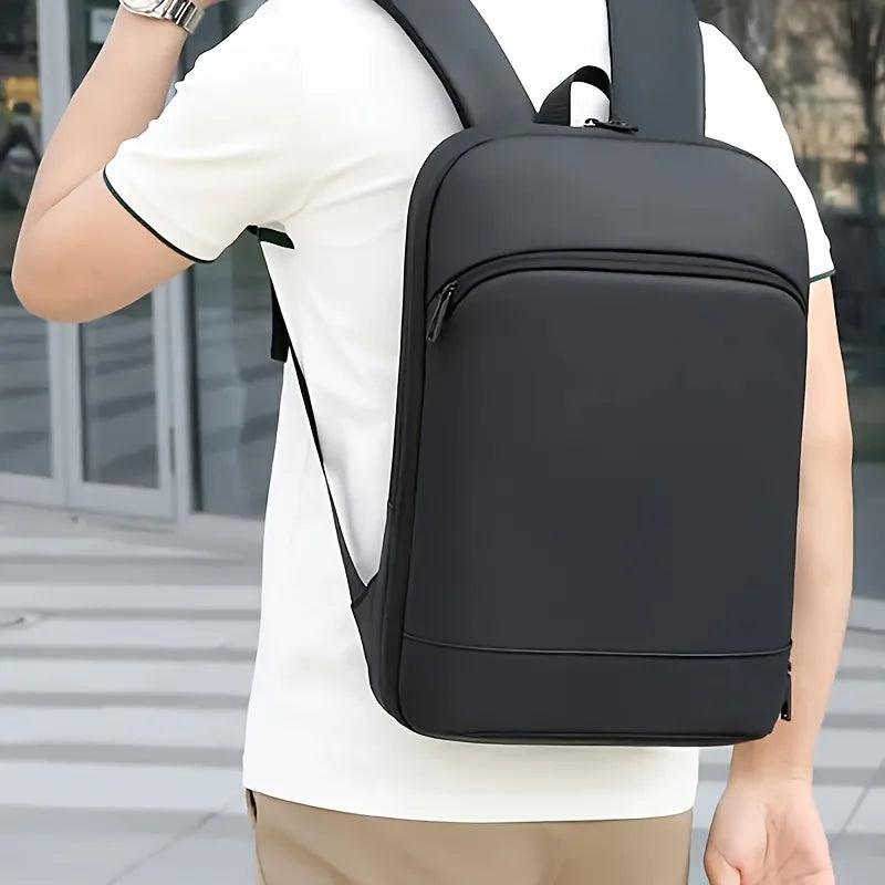 1pc Lightweight Backpack Mens Solid Color Expandable Business Durable Zipper Multi Compartment