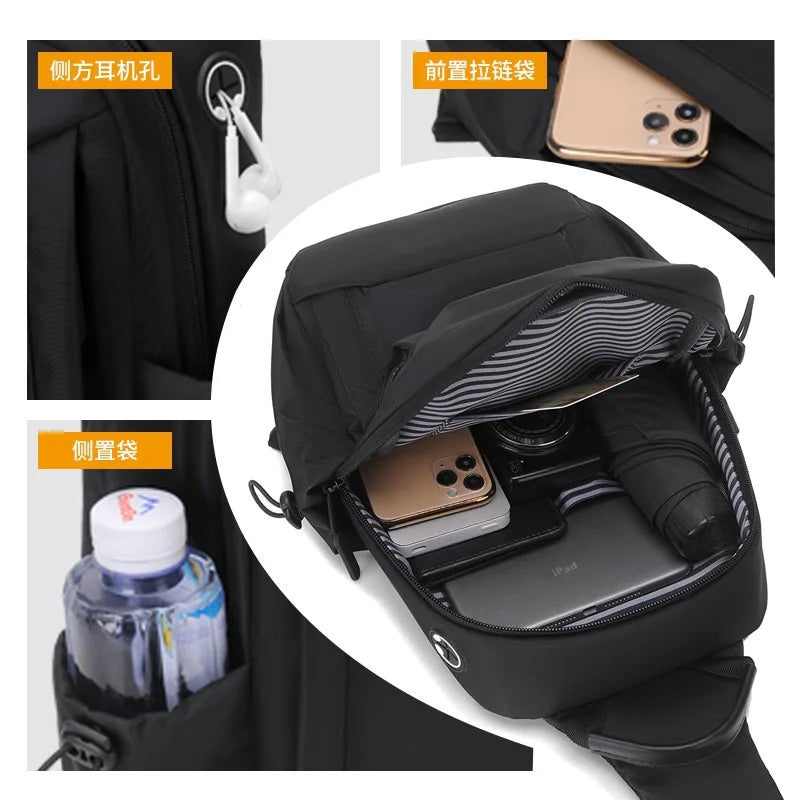 Men S Chest Bag Travel Women Crossbody Multi-Function Large Capacity Shoulder Commuting Light
