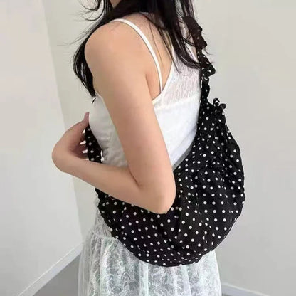 Women Cloud Hobo Bag Large Capacity Polka Dot Shoulder All Matched Vintage Small Tote Party Vacation