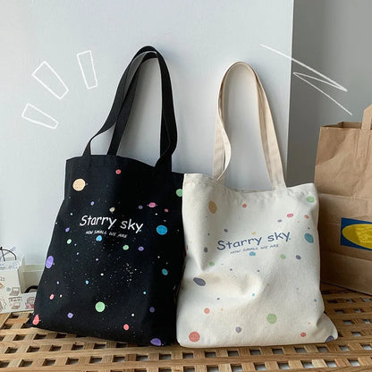 Design Tote Bag Starry Sky Canvas Women Handbag Large Capacity Student School Book Single Shoulder