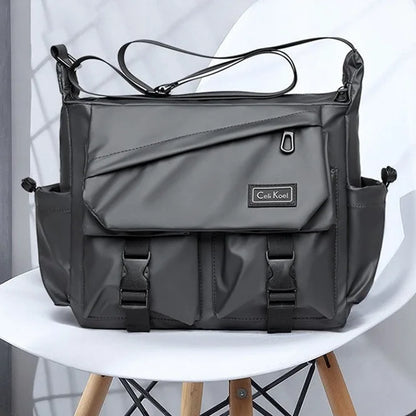 Men S Crossbody Bag Workwear-Style Single-Shoulder Bag Large-Capacity Double-Buckle Waterproof