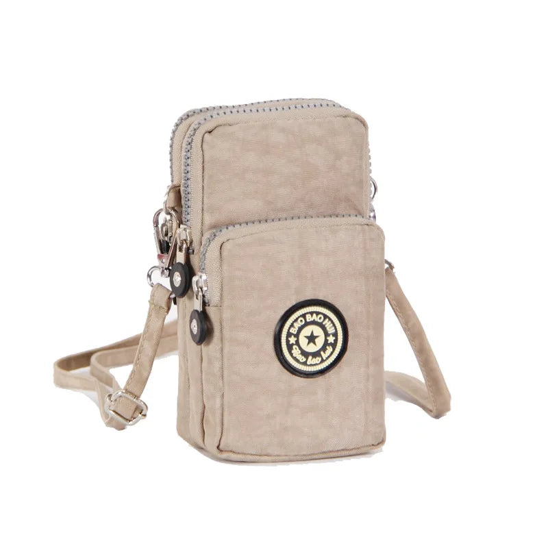 Multi Pattern Printed Crossbody Phone Bag Lightweight Nylon Purse Adjustable Strap Mini Shoulder