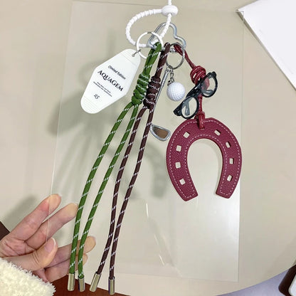 Horseshoe Keychain Bag Charm with Phone Lanyard Strap