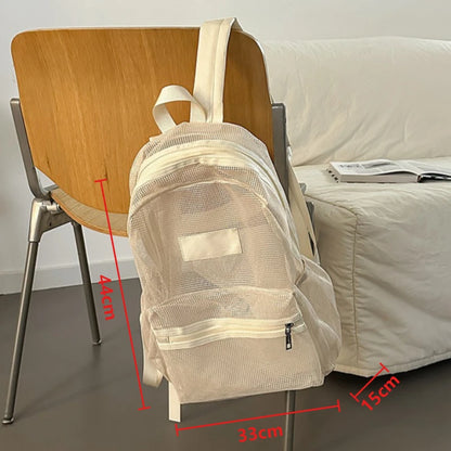 Lightweight Foldable Mesh Backpack Durable Wear Resistant Beach Knapsack Multi Pockets School Gym