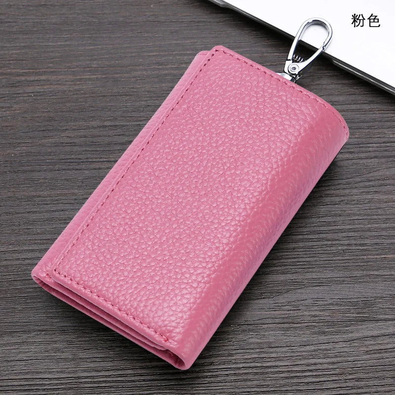 Leather Key Case Multi-Functional Three-Fold Wallet Men Women