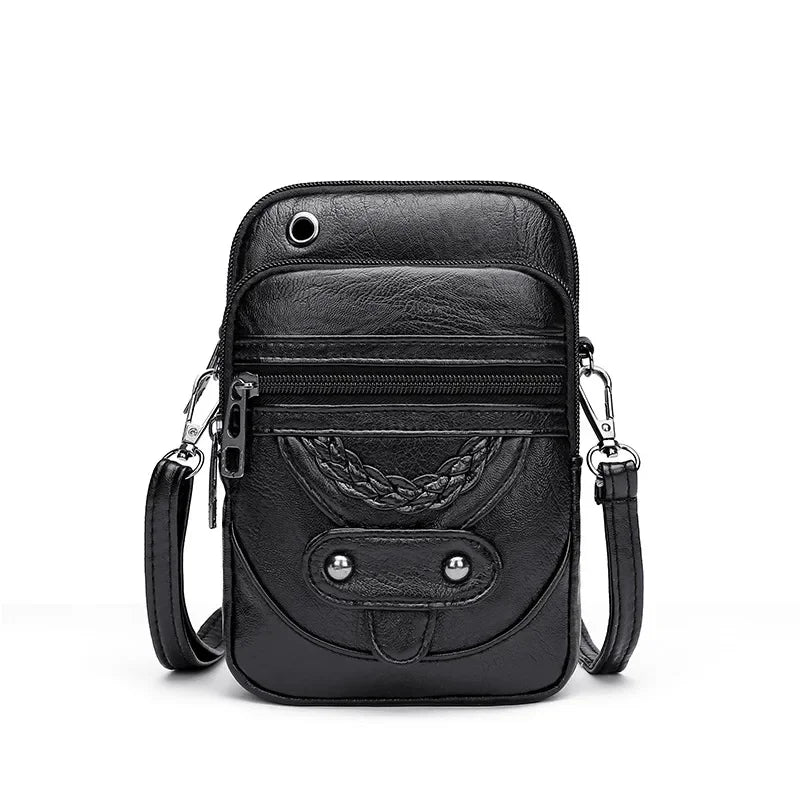 Vintage PU Leather Small Crossbody Bag with Phone Pocket