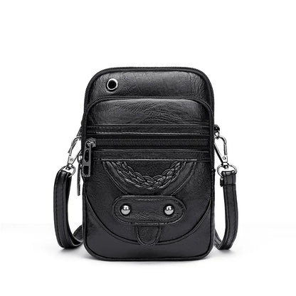 Vintage PU Leather Small Crossbody Bag with Phone Pocket