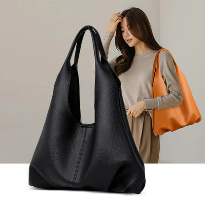 Oversized Soft Leather Hobo Tote Bag Spacious Stylish Versatile Handbag Armpit Shoulder Bags