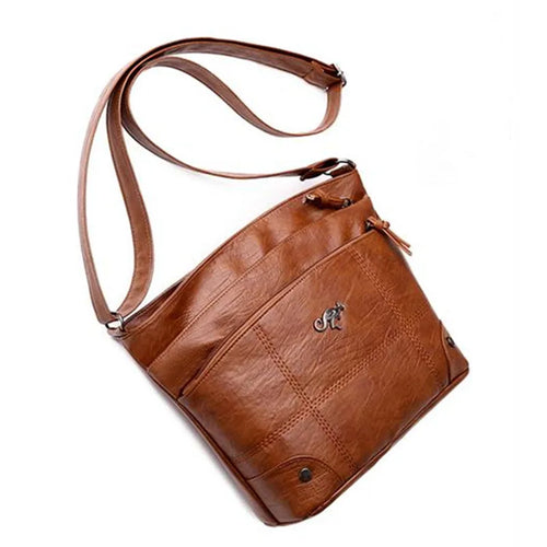 Retro Soft Leather Crossbody Bag – Multi-Pocket Shoulder Bag
