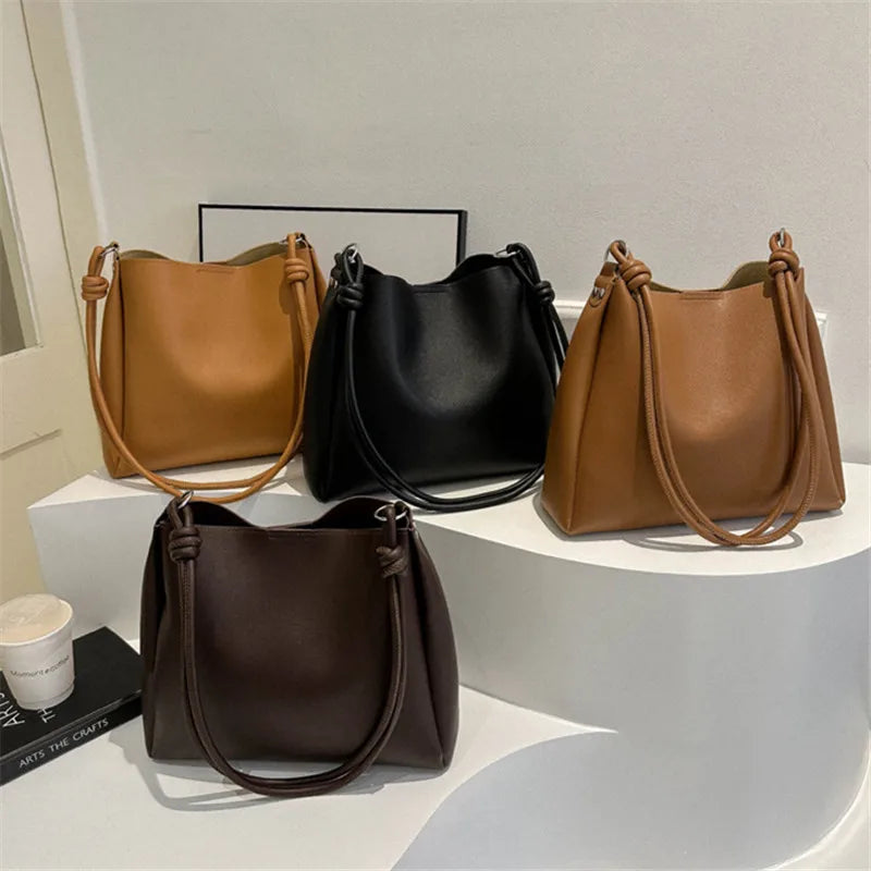 Leather Bucket Tote Bag – Women's Crossbody Shoulder Bag