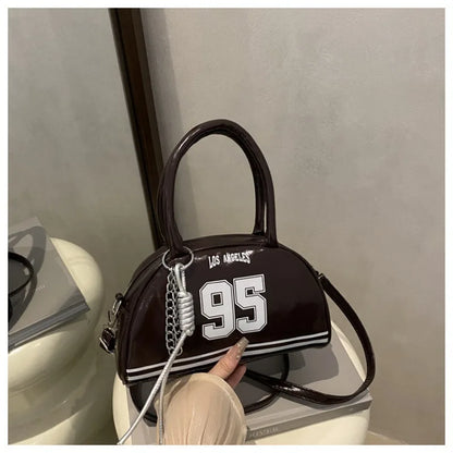 Retro Pu Leather Sporty Tote Bag Handbag Shoulder Crossbody Bag Woven Tassel Charm Streetwear Casual
