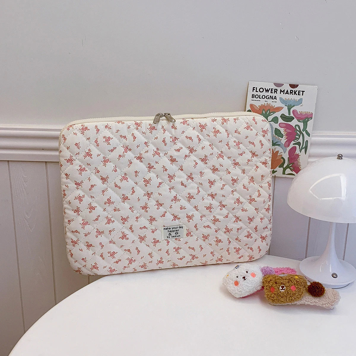 1 Pc Chic Flower Print Quilted Laptop Bag 11 Inch 14 Inch 15 Inch Computer Bag Protection Case