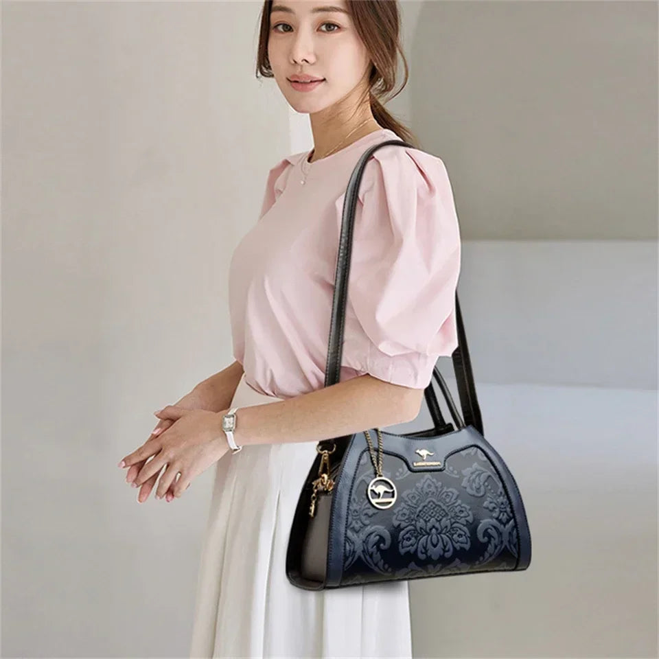 Luxury Embossed Leather Handbag for Women – Crossbody Shoulder Bag