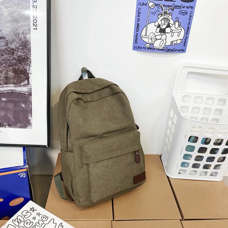 Casual Canvas Backpack Large-Capacity Computer Storage