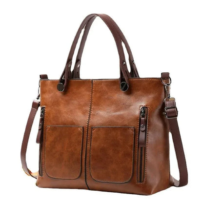 Large Capacity Tote Bag European American Retro Leather Women S Handbag