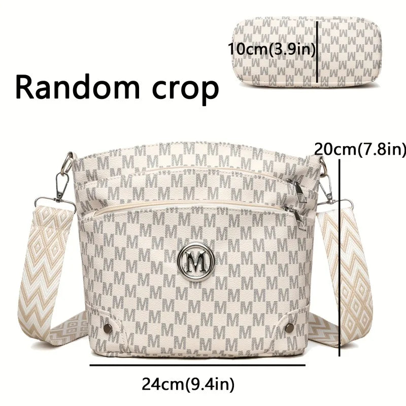 Monogram Crossbody Bag for Women – Multi-Pocket Shoulder Bag