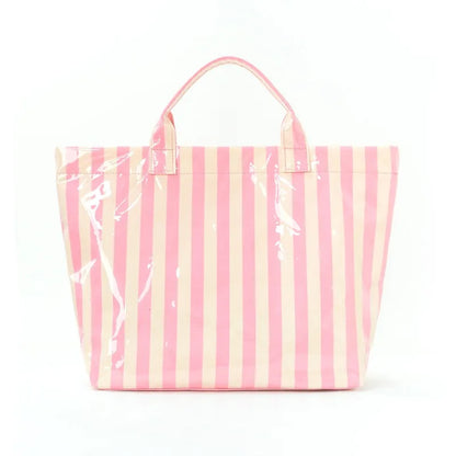 Waterproof Striped Tote Bag – Large Capacity PVC Beach Handbag for Women