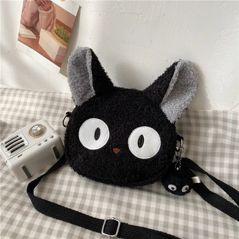 Cute Plush Bear Crossbody Bag – Soft Fluffy Purse with Bear Charm
