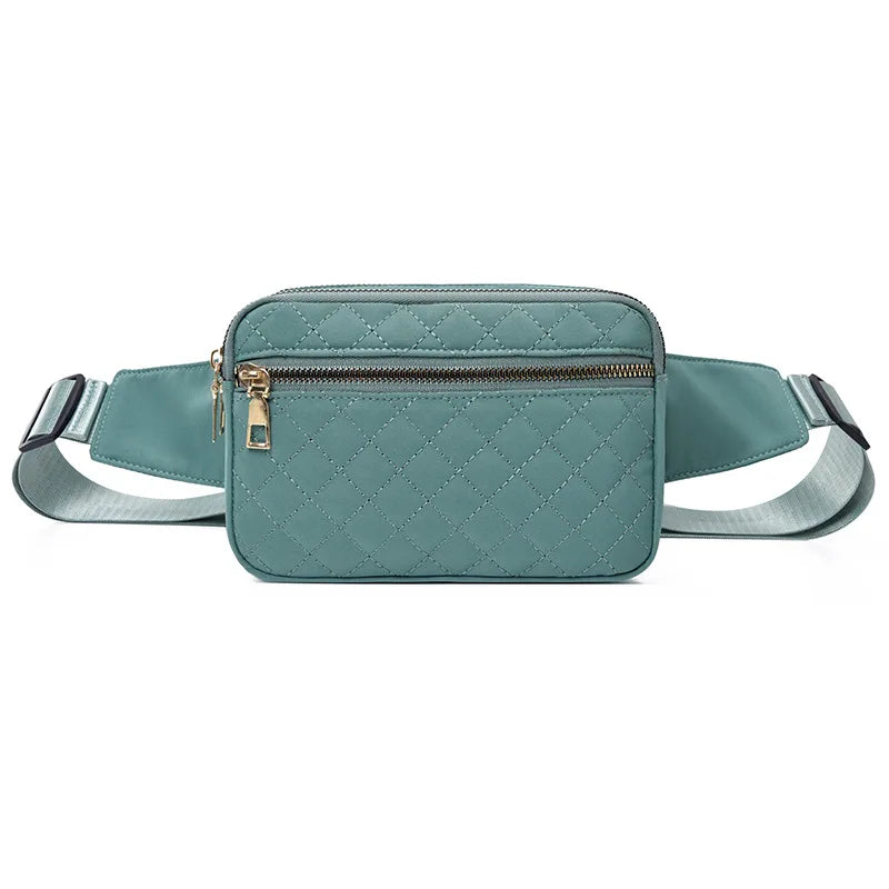 Waist Bag Women Embroidery Line Rhomb Shoulder Cross-Body Leisure All Match Breast Large Capacity