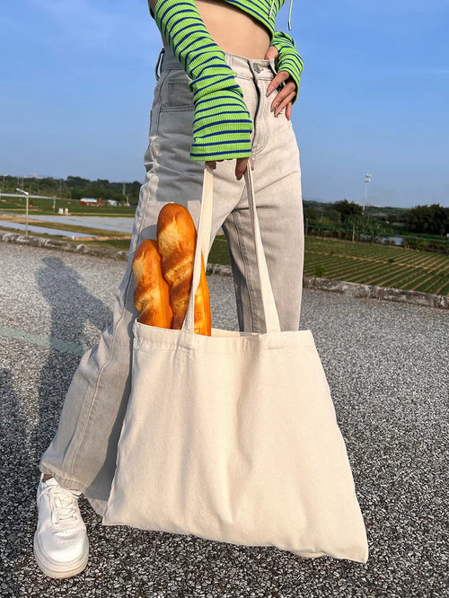 Casual Fashionable Women S Shopping Bag Lightweight Durable Canvas Tote Large Capacity Suitable