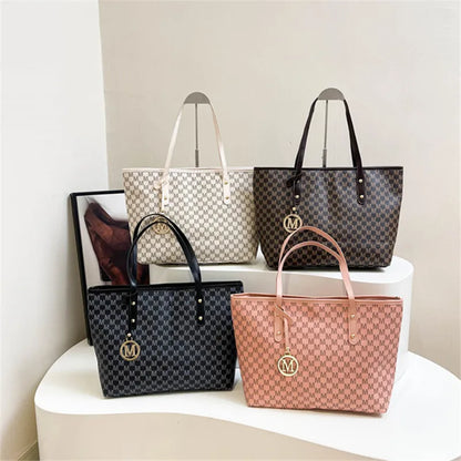 Large Capacity Commuting Tote Bags Fashionable Printed Pu Leather Handbag Women College Students