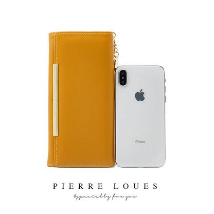 Women S Long Purse Pure Color Simple Large Capacity Mobile Phone Storage Multi-Function Hand