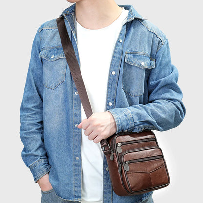 Head Layer Cowhide Shoulder Bag Men Business Commuting Large Capacity Leather Crossbody