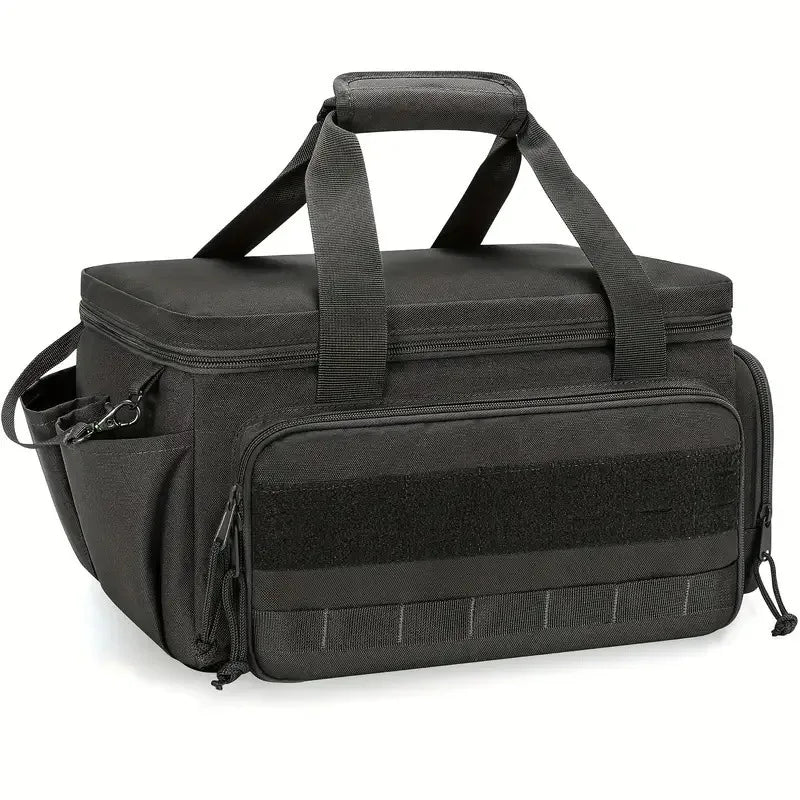 14-Inch Black Wear-Resistant Canvas Tool Bag Multiple Pockets Compartments