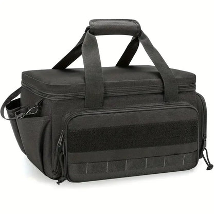 14-Inch Black Wear-Resistant Canvas Tool Bag Multiple Pockets Compartments