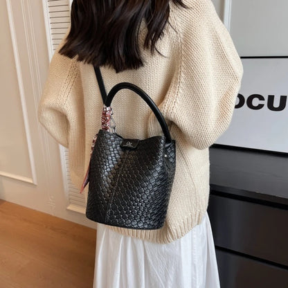 Crocodile Embossed Crossbody Bag with Silk Scarf & Top Handle