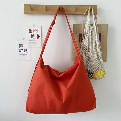 Large Canvas Shoulder Bag with Adjustable Strap