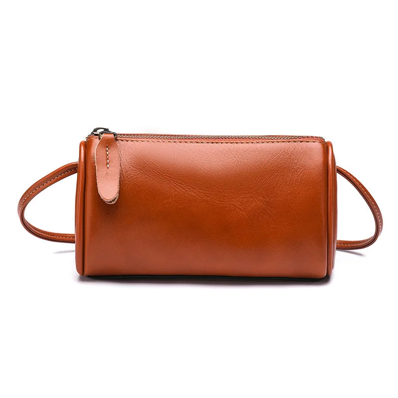 Top-Grain Cowhide Women S Mobile Phone Storage Single-Shoulder Crossbody Bag Pillow
