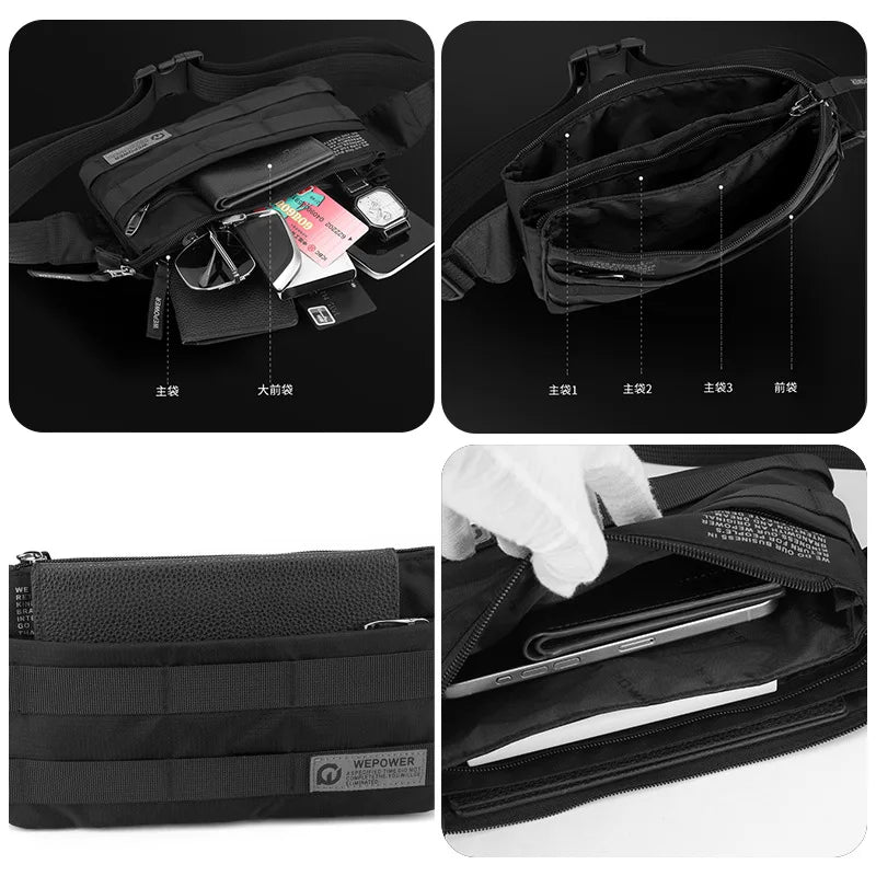 Ultra-Light Nylon Fabric Commuter Small Crossbody Bag Lightweight Wearable Waist Bag